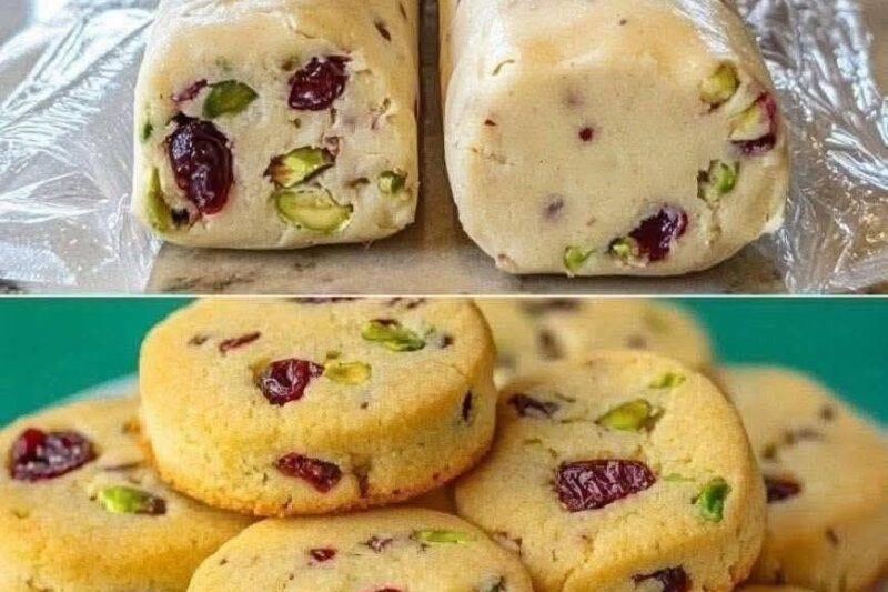 Cranberry Pistachio Shortbread Cookies