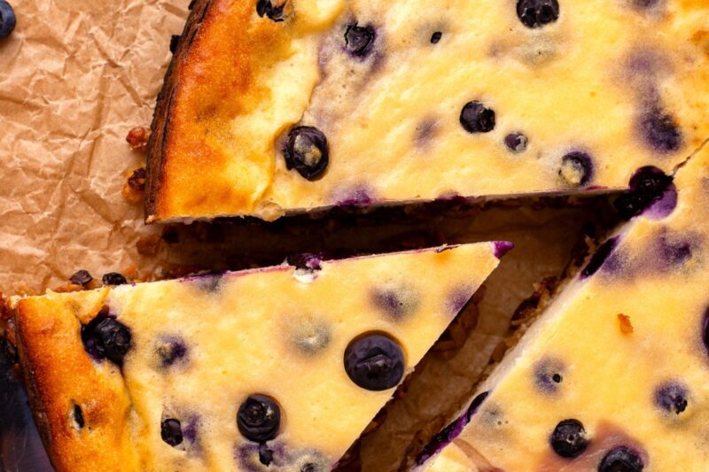 Blueberry Cottage Cheese Cake with Oatmeal Base