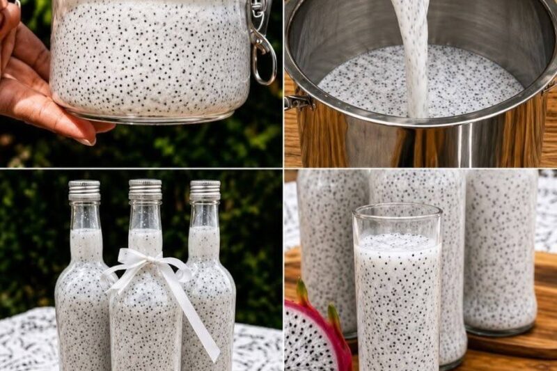 Dragon Fruit Coconut Chia Seed Drink